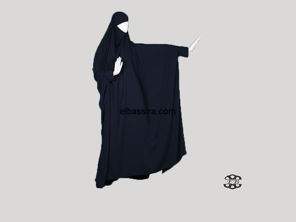 Jilbab, Jelbab ou jilbeb 1 Pièce saoudien très large, en tissu Wool Peach, appelé aussi Microfibre léger, de couleur bleu noir charbon