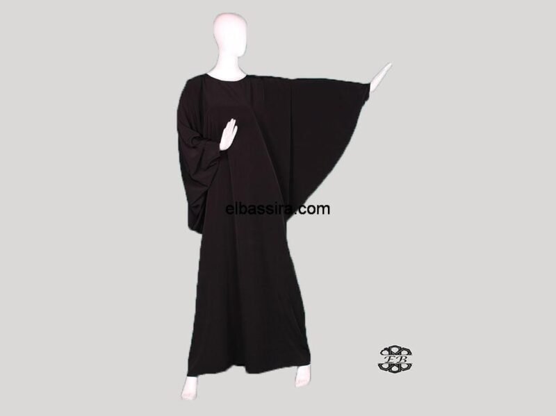 Robe ou Abaya papillon en tissu Koshibo, appelé aussi Microfibre, de couleur noir